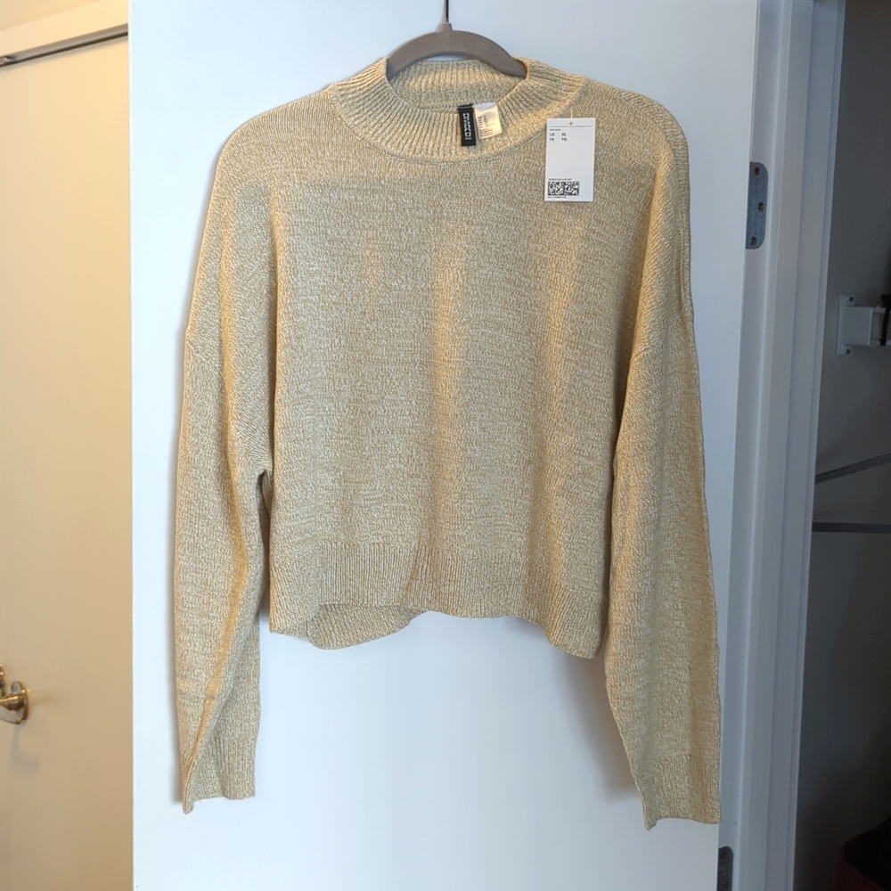 DIVIDED H&M Cropped Sweater, XL, Beige, NWT